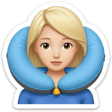 blonde woman using travel pillow  sticker