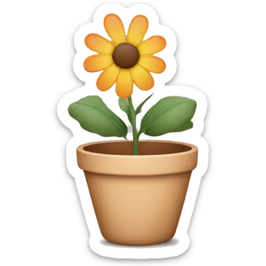 there is a pot in pastel brown colors and a flower in it sticker