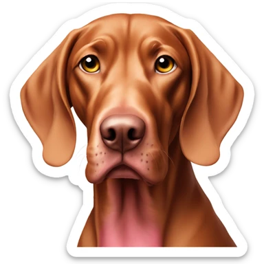Vizsla with pink nose sticker