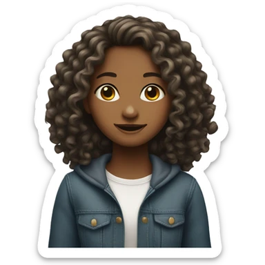 A cute ht girl wth long curly hairs  sticker