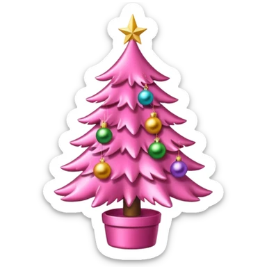 Cute pink christmas tree sticker