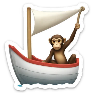ios emoji monkey in boat sticker