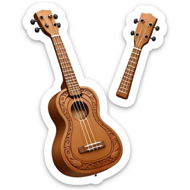 Ukulele with Hawaiian carvings sticker