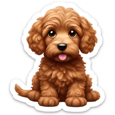 Red Cockapoo puppy love sticker
