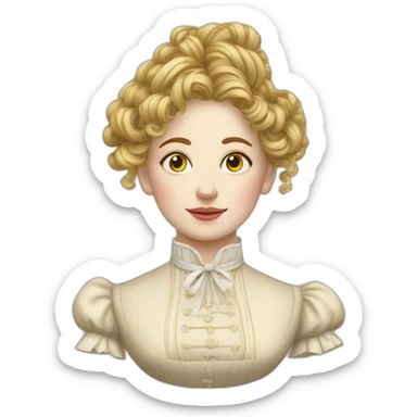 A lady of Victorian era with ramen noodles hair sticker