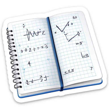 a notebook with lots of mathematical sketches sticker