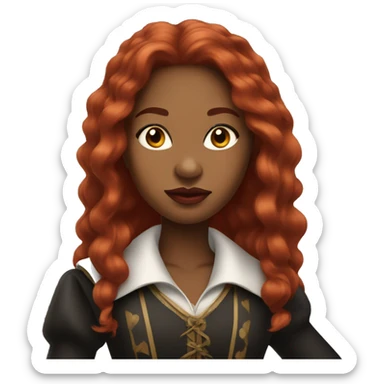 Three Musketeers black woman smooth long red hair big lips sticker