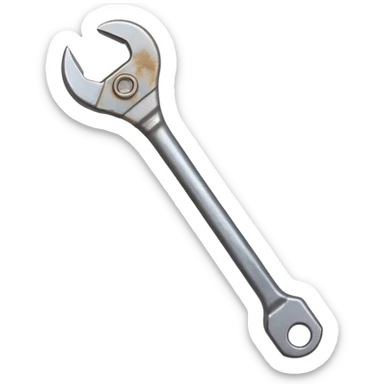 A man's hand holds a wrench sticker