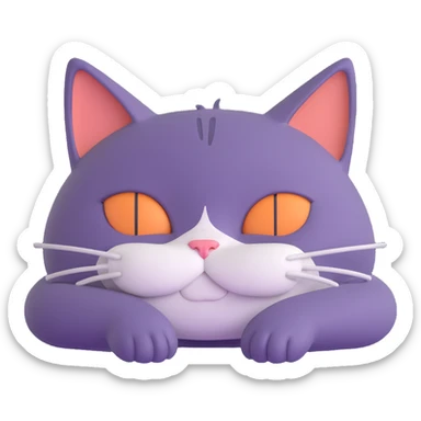 a cat with droopy eyelids, about to fall asleep, no background sticker