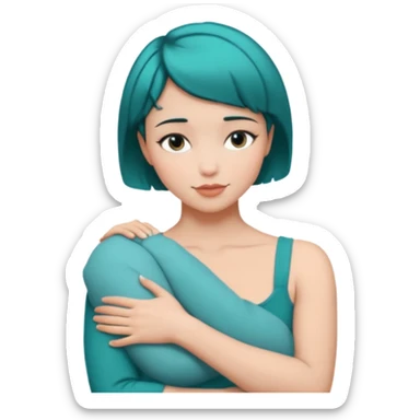 Teal hugs with Belles wording short hair sticker