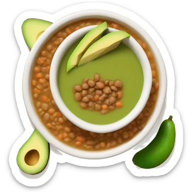 Lentil soup with slices of avocado  sticker