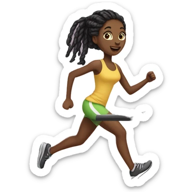 Black girl with locs in a ponytail running on a treadmill sticker