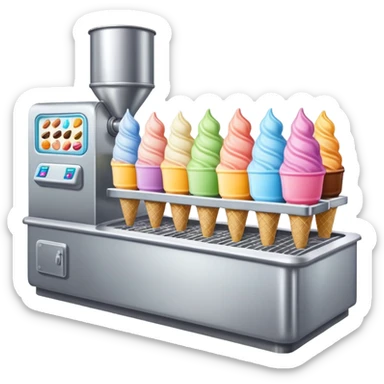 Ice cream factory with machines and production lines sticker