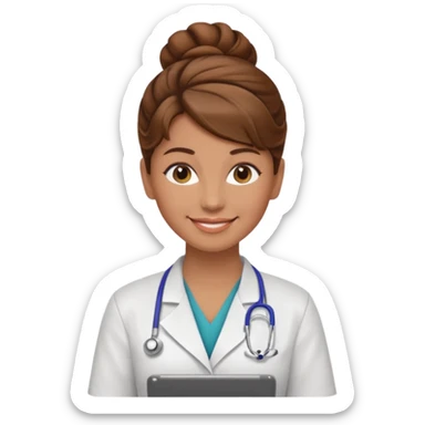 healthcare instructor standing up brown hair updo sticker