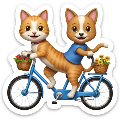 funny cat dog riding bike sticker