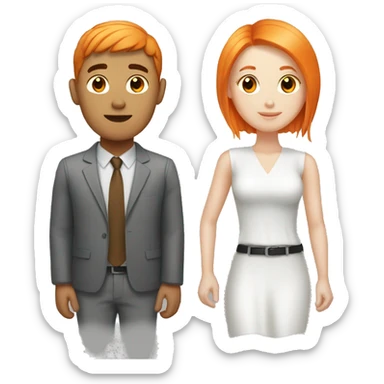 Asian guy dating white girl orange hair sticker