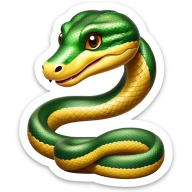 cinematic-cute-anaconda-portrait-emoji,-head-tilted-playfully-and-inquisitively,-with-a-sleek,-shimmering-body-adorned-with-detailed-scale-sriped patterns-and-round,-sparkling-eyes-full-of-wonder,-simplified-yet-irresistibly-adorable-features sticker