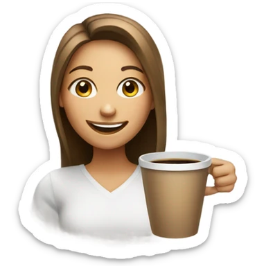 smiling girl with coffee cup sticker
