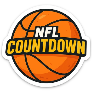 flat-toon style cartoon basketball with 'NFL Countdown' text integrated, vibrant colors sticker