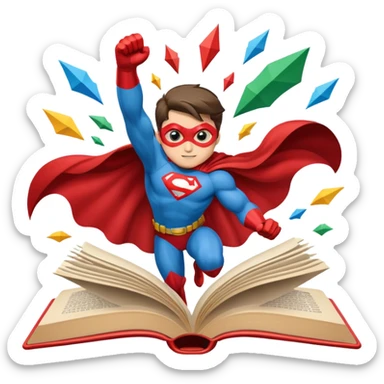 A book with Super heros sticker
