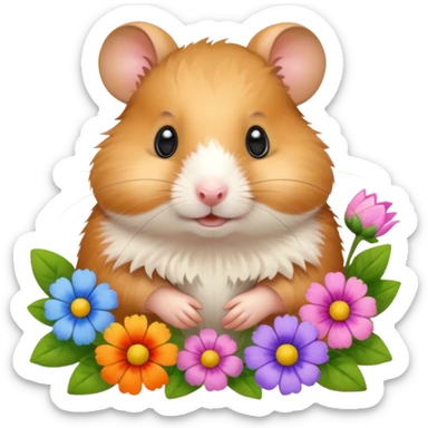 Hamster with flowers sticker