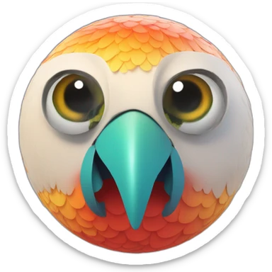 3d sphere with a cartoon Parrot skin texture with big childish eyes talking sticker