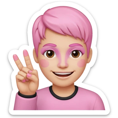 Smile with pink middle finger sticker