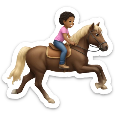 Little toddler girl ridding a horse light skin toddler girl  sticker
