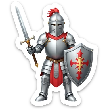 knight in full armor with sword and shield sticker