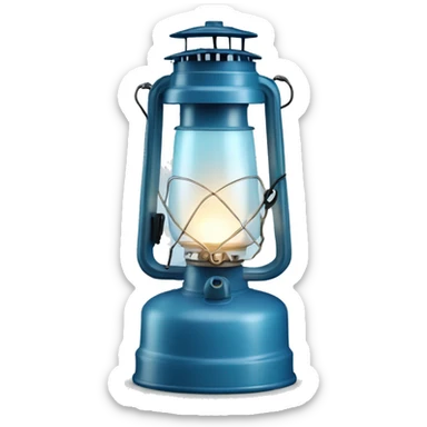 Realistic camping light blue lit camping lantern lisolated. sticker