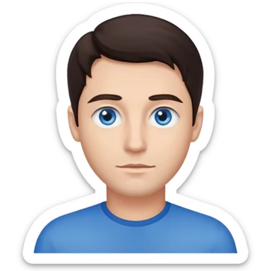 homme yeux bleu azur cheveux brun foncé sticker