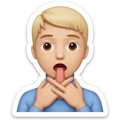 criss cross hands around throat choking self emoji tongue out sticker