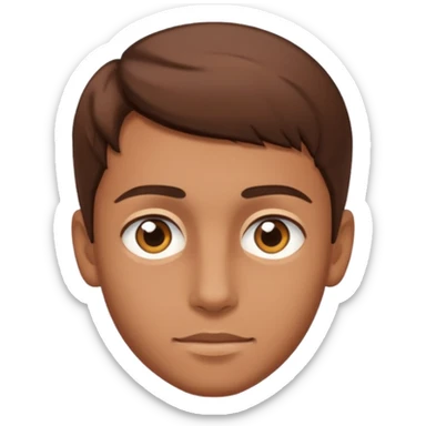young man with smooth skin, bright eyes, brown hair, head only sticker