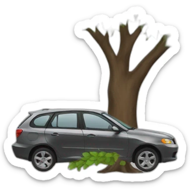 car hit a tree sticker