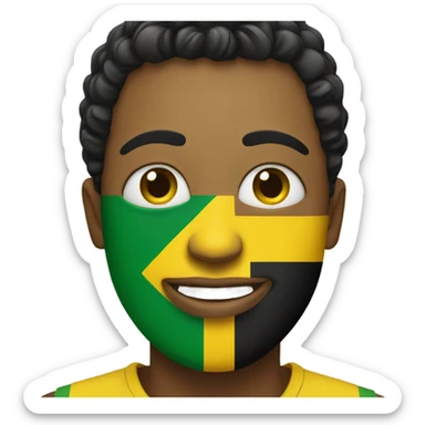 Emoji face with Jamaican flag sticker