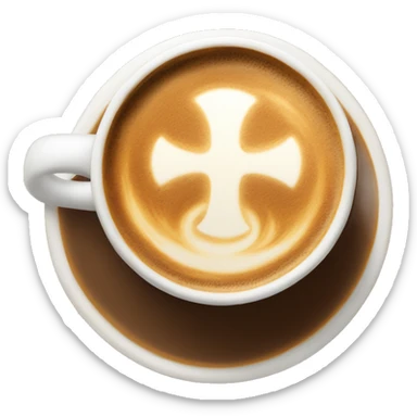 Coffee with latte art of cross sticker