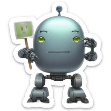blob meow robot holding a sign saying "PD-Bot" sticker