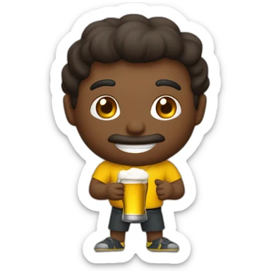 Garoto de pele escura gosdinho tomando um latinha de cerveja sticker