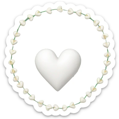 white heart adorned with garlic garland sticker