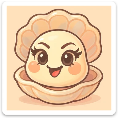 Keep the image identical but enhance the reflections and nuances in pastel, nacreous, cream, peach, and greige tones without changing anything else. sticker