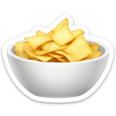 a white bowl which is filled with chips  sticker