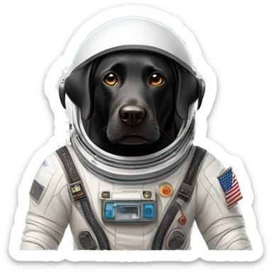 happy black labrador in Mars spacesuit sticker