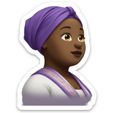 Dark Plus size woman praying with purple head wrap   sticker