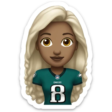  Light skin female wearing Philadelphia Eagles jersey sticker