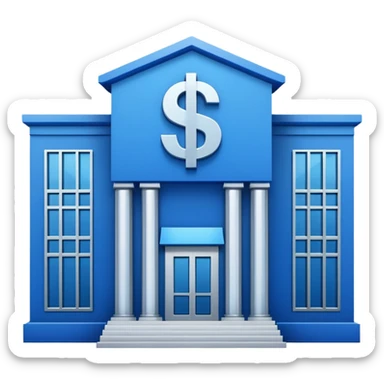 blue bank building with the $ symbol sticker