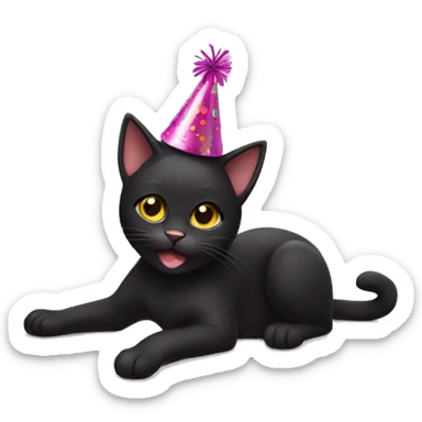 black cat with birthday hat sticker