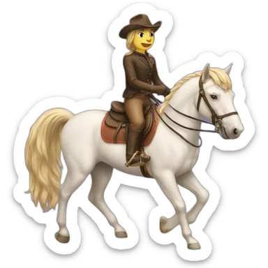 a cat riding a horse sticker