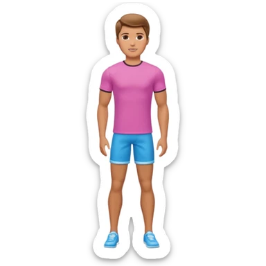 barbie ken as a guy with brown hair and brown eyes and tanned skin and full body sticker