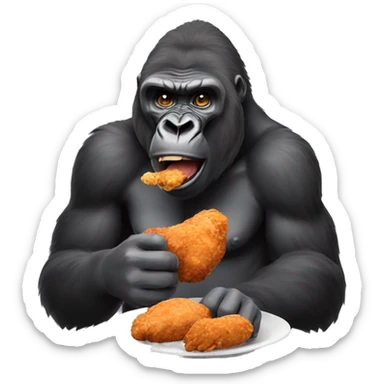 Gorilla eating fried chicken  sticker
