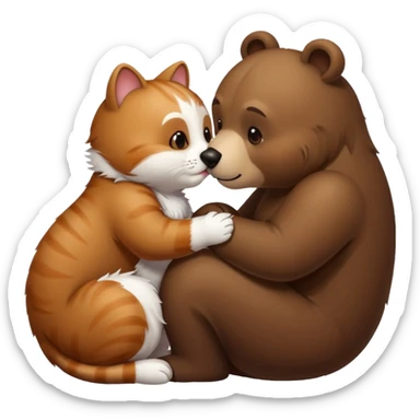 Bär küsst Katze auf Hintern sticker